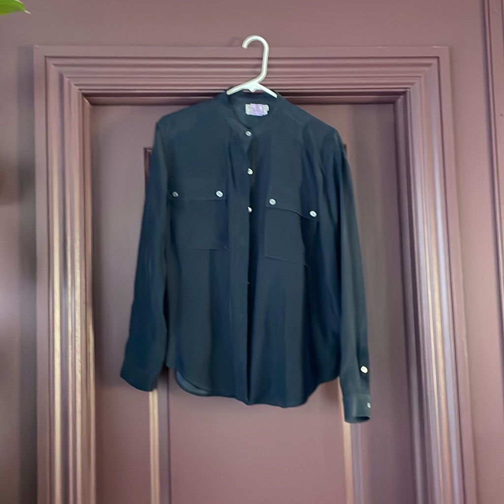 Navy Silk Button Down From Frame